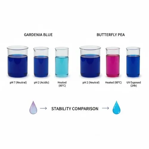 Gardenia blue vs butterfly pea stability comparison