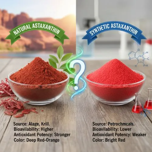 Natural vs synthetic astaxanthin powder effects