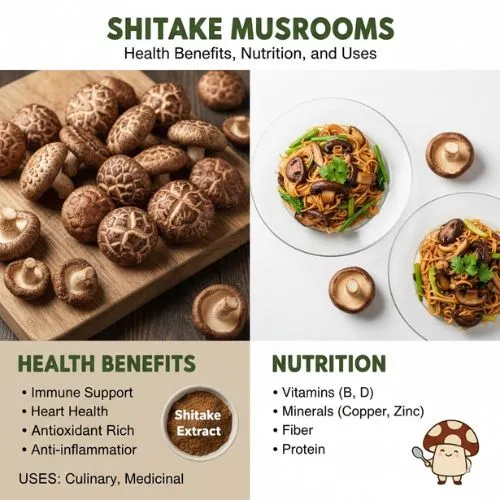 Shiitake Mushrooms Health Benefits, Nutrition, and Uses