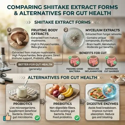 Comparing Shiitake Extract Forms and Alternatives for Gut Health Solutions Comparing Shiitake Extract Forms and Alternatives for Gut Health Solutions