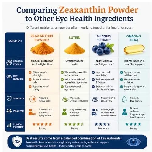 Comparing Zeaxanthin Powder to Other Eye Health Ingredients Comparing Zeaxanthin Powder to Other Eye Health Ingredients