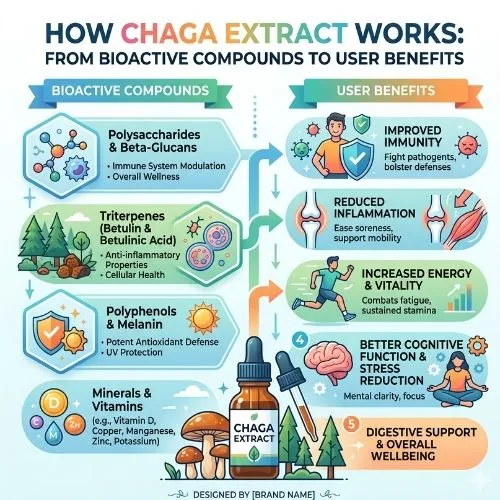 How Chaga Extract Works From Bioactive Compounds to User Benefits How Chaga Extract Works From Bioactive Compounds to User Benefits