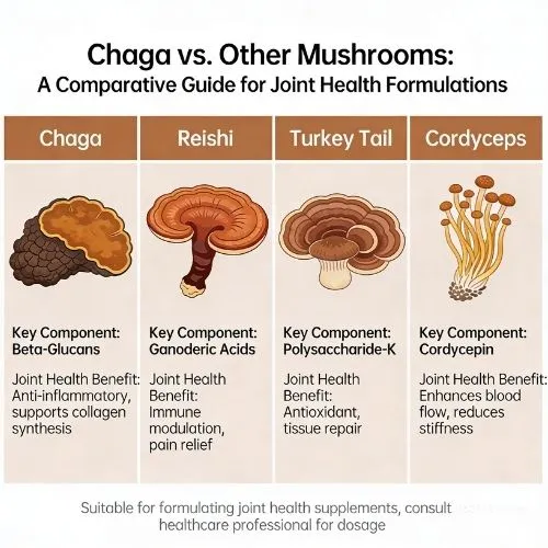 Comparing Chaga with Other Mushrooms for Joint Health Formulations Comparing Chaga with Other Mushrooms for Joint Health Formulations