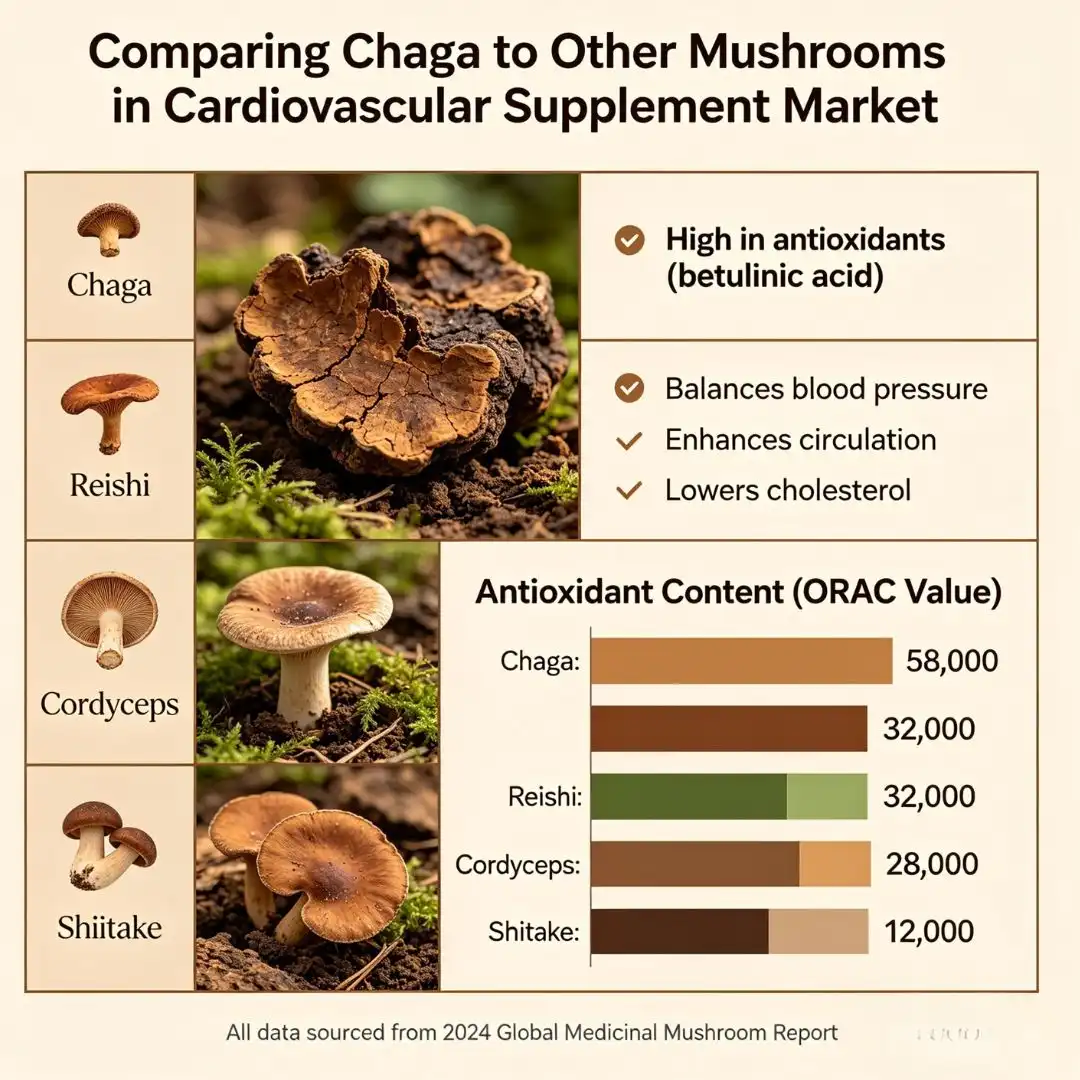 Comparing Chaga to Other Mushrooms in Cardiovascular Supplement Market