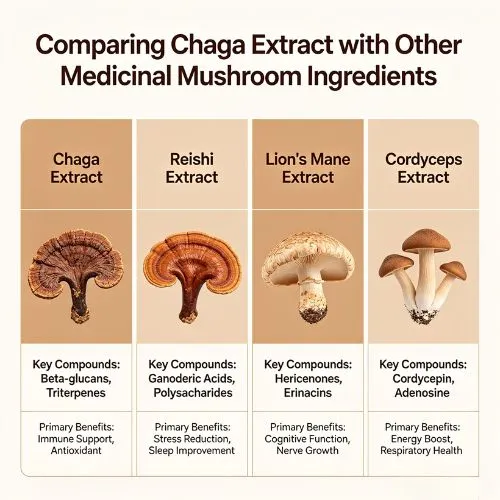 Comparing Chaga Extract with Other Medicinal Mushroom Ingredients Comparing Chaga Extract with Other Medicinal Mushroom Ingredients