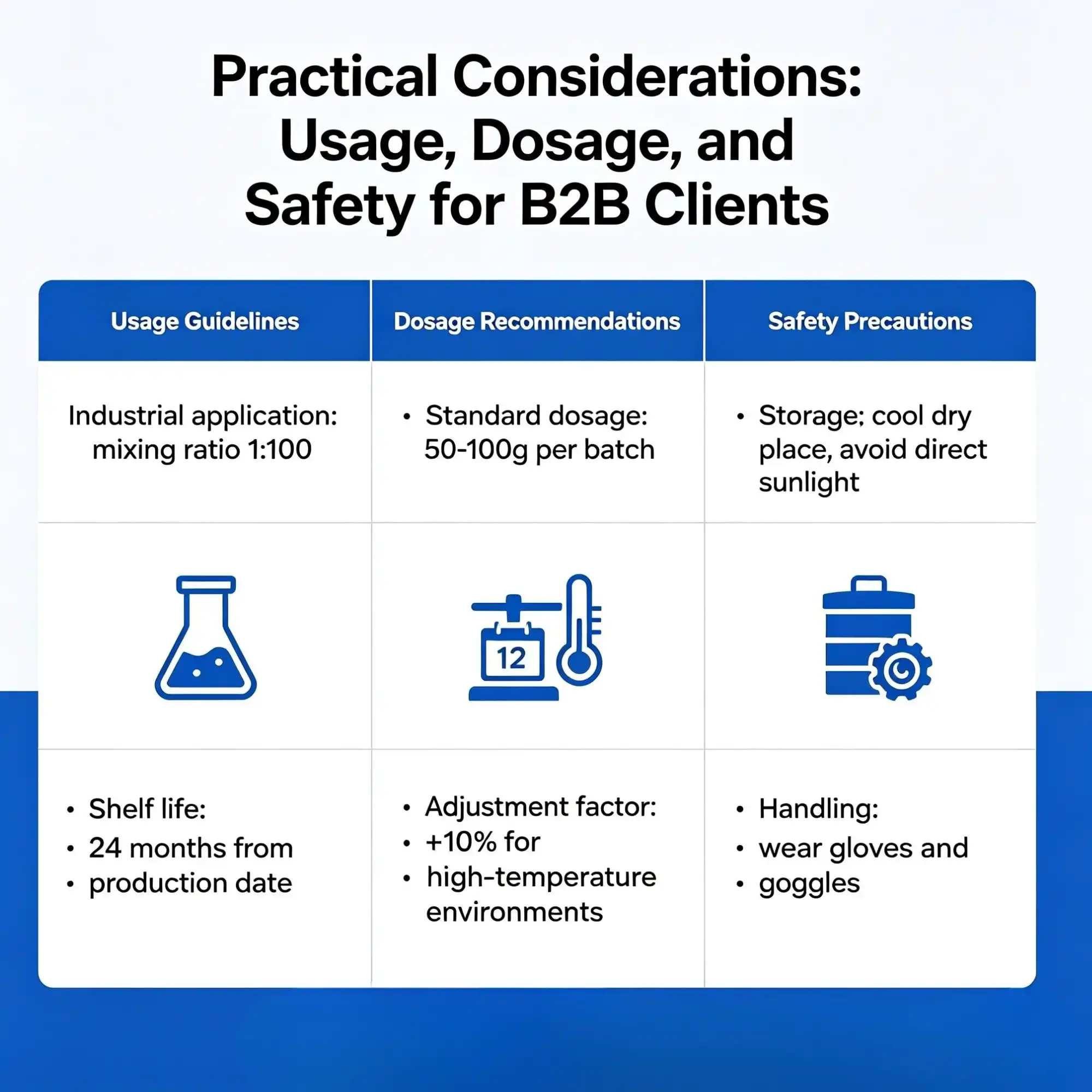 Practical Considerations Usage, Dosage, and Safety for B2B Clients Practical Considerations Usage, Dosage, and Safety for B2B Clients