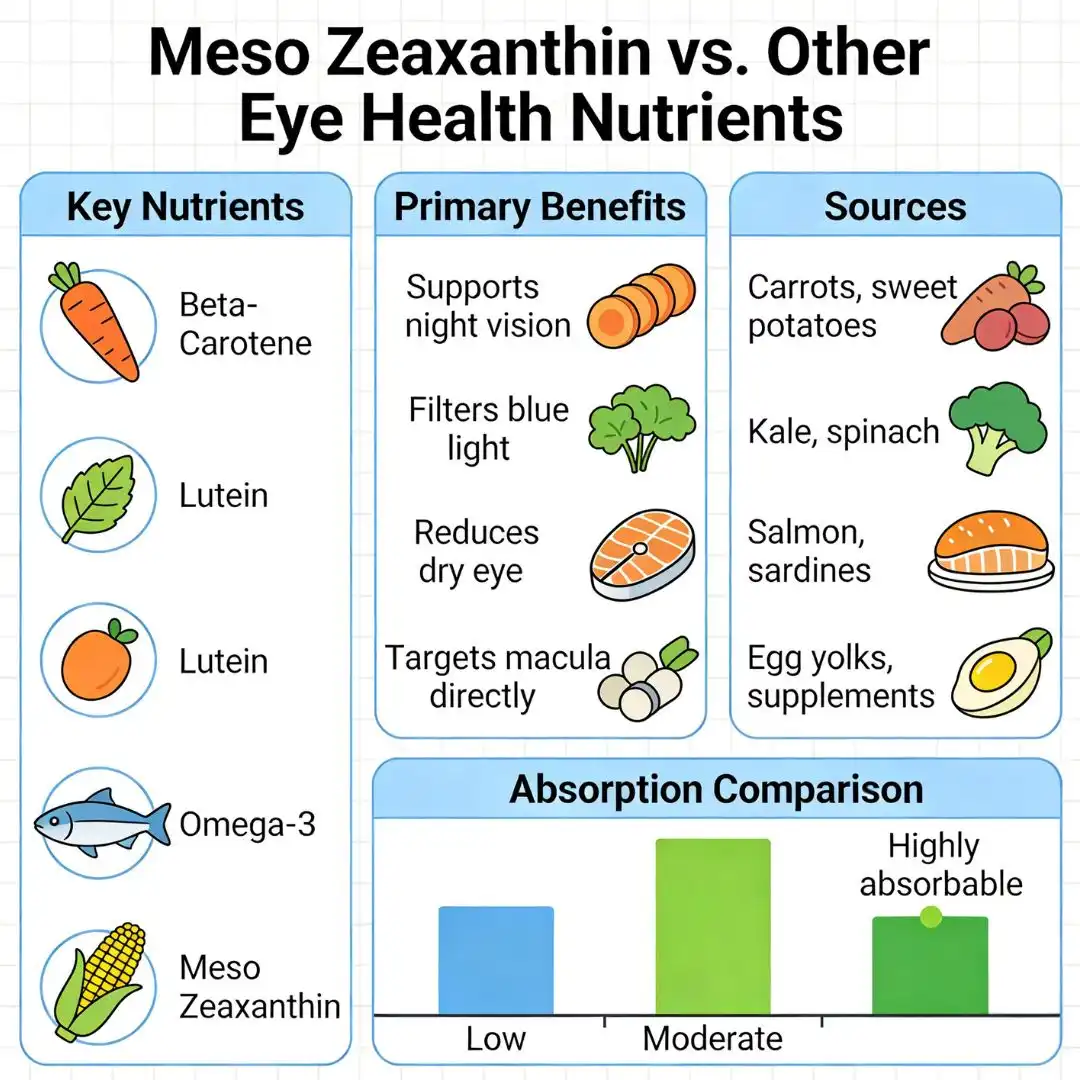 Comparing Meso Zeaxanthin with Other Eye Health Nutrients