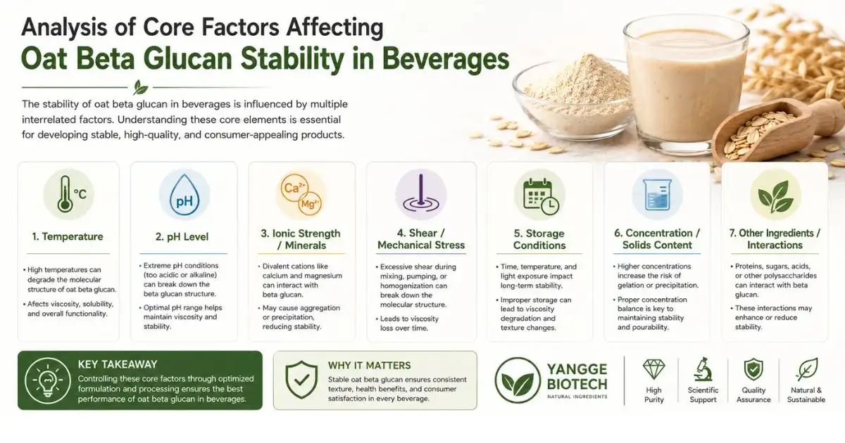 Analysis of Core Factors Affecting Oat Beta Glucan Stability in Beverages Analysis of Core Factors Affecting Oat Beta Glucan Stability in Beverages