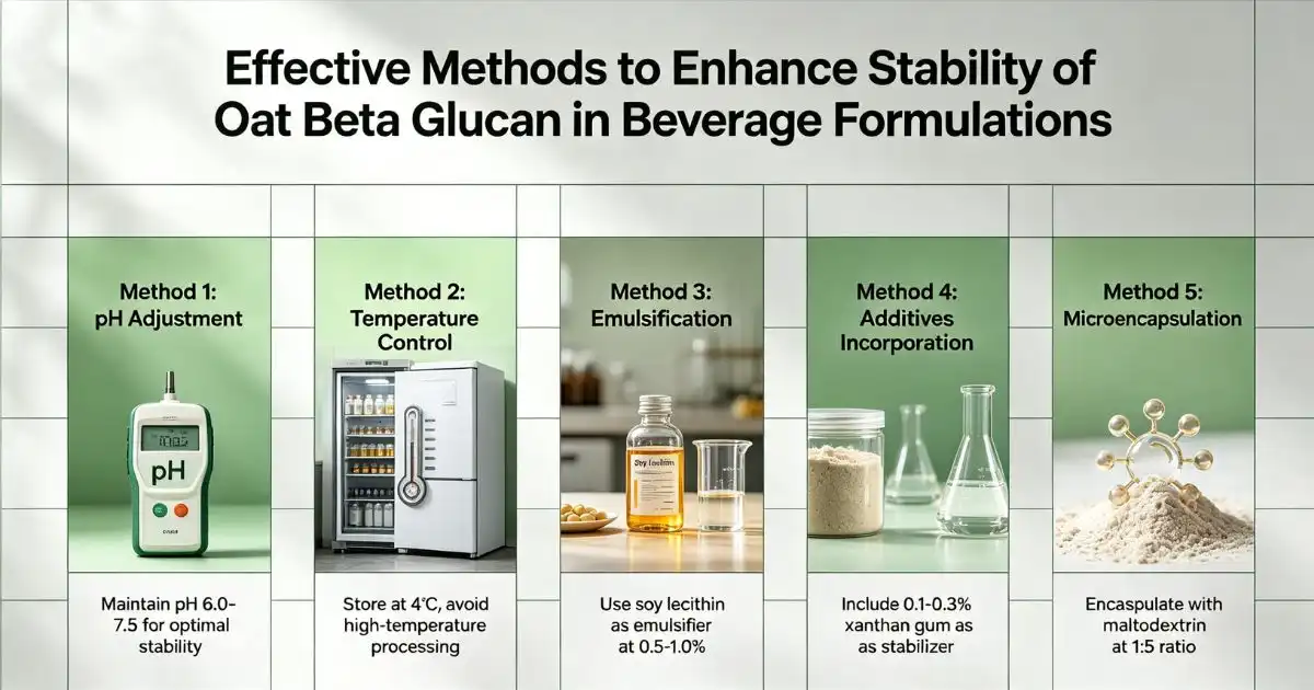 Effective Methods to Enhance Stability of Oat Beta Glucan in Beverage Formulations Effective Methods to Enhance Stability of Oat Beta Glucan in Beverage Formulations